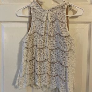 Elegant Lace Sleeveless Top - Cream